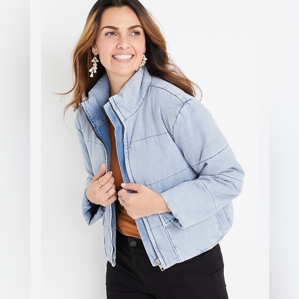 KanCan Denim Puffer Cropped Jacket 2XL